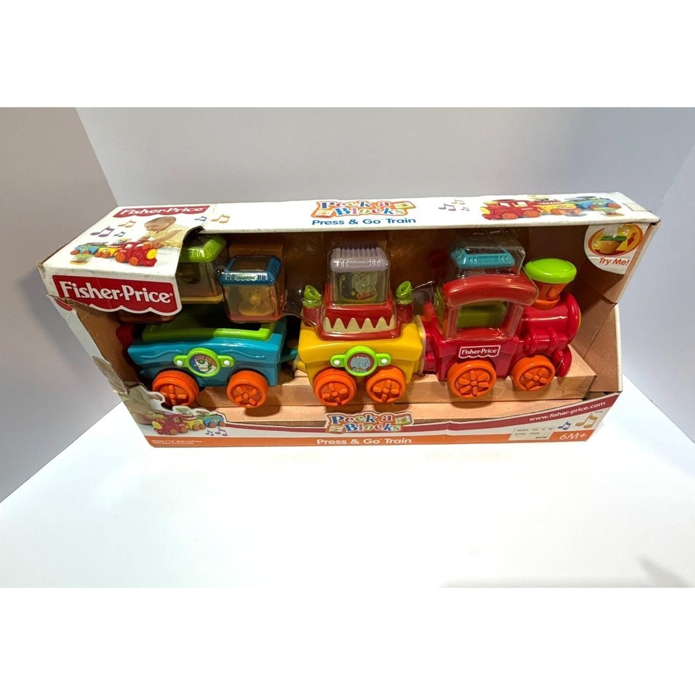 Fisher-Price Press And Go Train Peek a Blocks 2003 NEW 5 Blocks